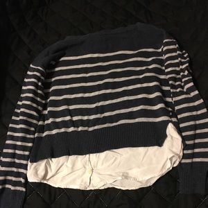 Sweater with sewn in shirt